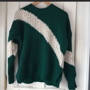 Vintage chic cozy color block sweater
